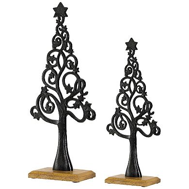 Northlight Starry Trees Metal Christmas Decorations - 18.5" - Black - Set of 2