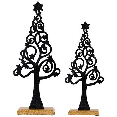 Northlight Starry Trees Metal Christmas Decorations - 18.5" - Black - Set of 2