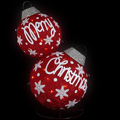 Northlight Lighted Stacked Ornament Balls Outdoor Christmas Decoration - 35" - Warm White LED