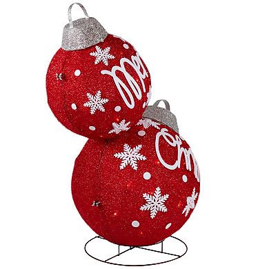 Northlight Lighted Stacked Ornament Balls Outdoor Christmas Decoration - 35" - Warm White LED