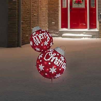 Northlight Lighted Stacked Ornament Balls Outdoor Christmas Decoration - 35" - Warm White LED
