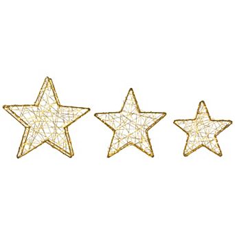 Northlight LED Lighted Stars Outdoor Christmas Decorations - 14" - Gold - Set of 3