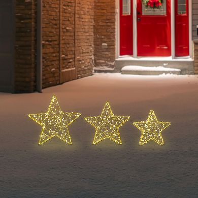 Northlight LED Lighted Stars Outdoor Christmas Decorations - 14" - Gold - Set of 3