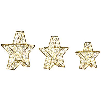Northlight LED Lighted Stars Outdoor Christmas Decorations - 14" - Gold - Set of 3