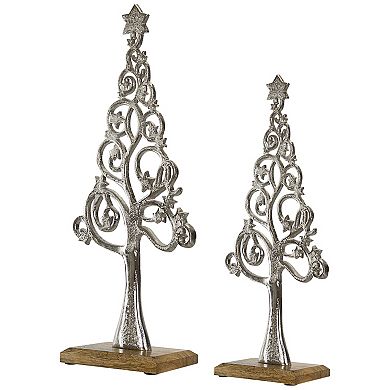 Northlight Starry Trees Metal Christmas Decorations - 18.5" - Silver - Set of 2