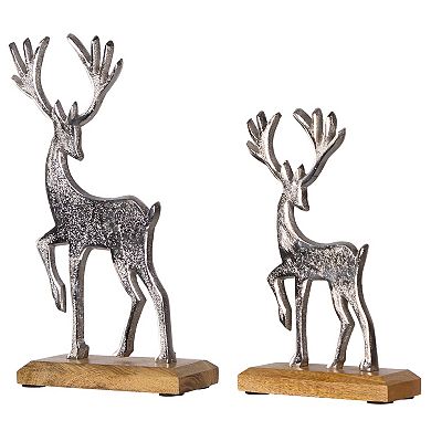 Northlight Reindeer and Calf Metal Christmas Figures - 10.5" - Silver - Set of 2