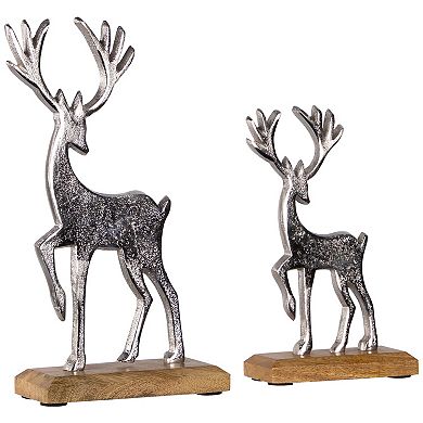 Northlight Reindeer and Calf Metal Christmas Figures - 10.5" - Silver - Set of 2