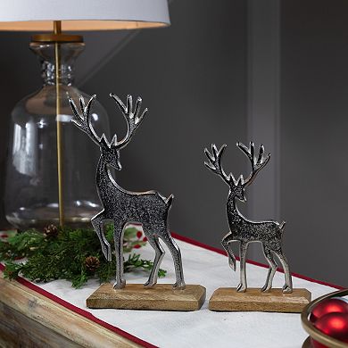 Northlight Reindeer and Calf Metal Christmas Figures - 10.5" - Silver - Set of 2