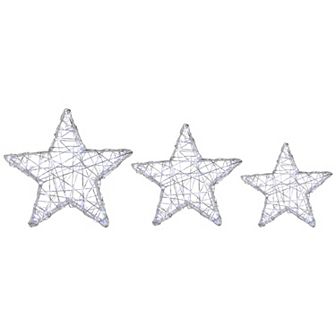 Northlight LED Lighted Stars Christmas Outdoor Decorations - 13.75" - White -Set of 3