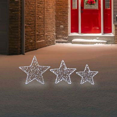 Northlight LED Lighted Stars Christmas Outdoor Decorations - 13.75" - White -Set of 3