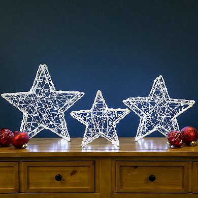 Northlight LED Lighted Stars Christmas Outdoor Decorations - 13.75" - White -Set of 3