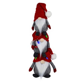 Northlight LED Triple Stacked Christmas Gnomes Floor Decor