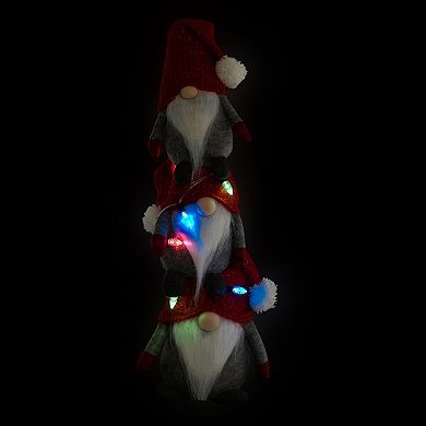 Northlight LED Triple Stacked Christmas Gnomes Floor Decor