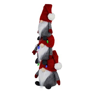 Northlight LED Triple Stacked Christmas Gnomes Floor Decor