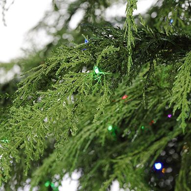 Northlight Multicolor Pre-Lit Weeping Cedar 7.5 ft. Artificial Christmas Tree