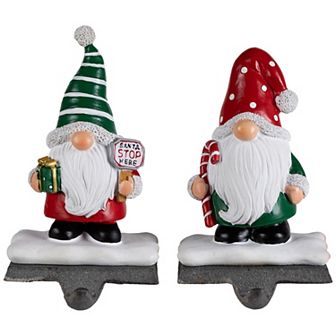 Northlight Santa Gnomes Christmas Stocking Holders - 6.25" - Set of 2