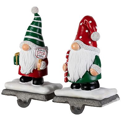 Northlight Santa Gnomes Christmas Stocking Holders - 6.25" - Set of 2