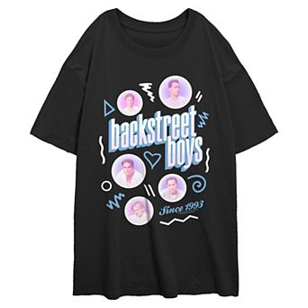 Juniors' Backstreet Boys Since 1993 Face Badges Oversized Graphic Tee