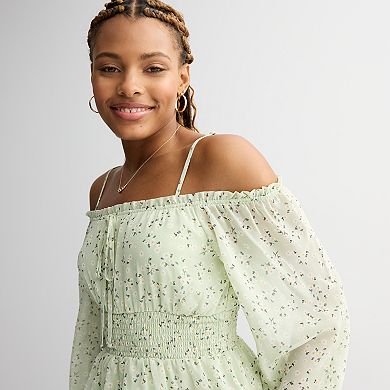 Juniors' Harper & Ivy Cold Shoulder Long Sleeve Mini Dress
