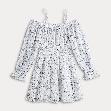 Juniors' Harper & Ivy Cold Shoulder Long Sleeve Mini Dress