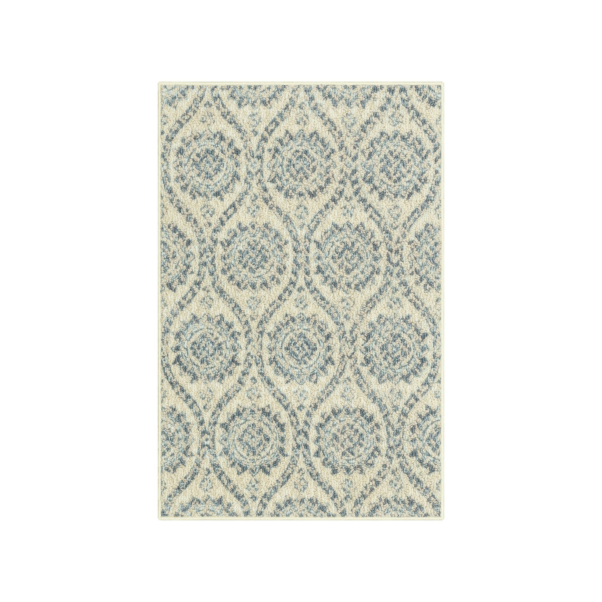 Maples Melrose Overbraid Washable Throw Rug, Blue Medallion
