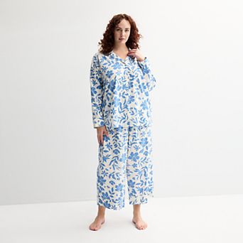 Plus Size Sonoma Goods For Life® Woven Separates Notch Boy Friend Sleep Shirt