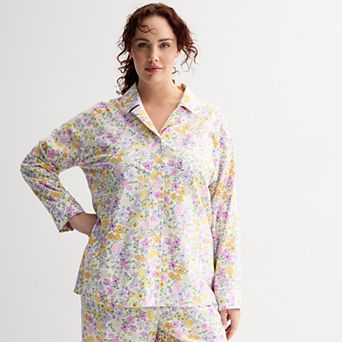 Plus Size Sonoma Goods For Life® Woven Separates Notch Boy Friend Sleep Shirt