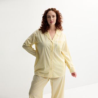 Plus Size Sonoma Goods For Life® Woven Separates Notch Boy Friend Sleep Shirt