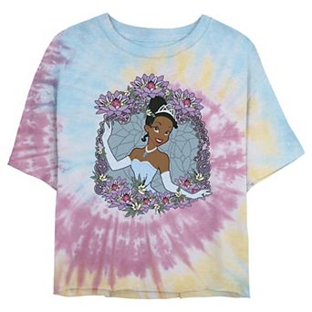 Disney's The Princess And The Frog Tianas Floral Wreath Portrait Juniors' Cropped Graphic Tee