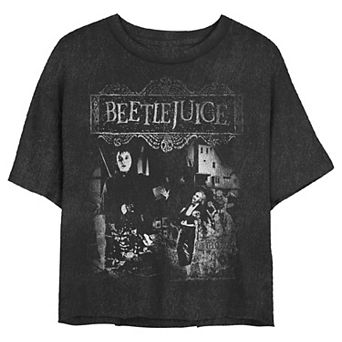 Juniors' Beetlejuice Scene Poster Cropped Graphic Tee