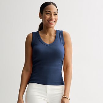 Petite Sonoma Goods For Life® Ribbed V-Neck Tank Top