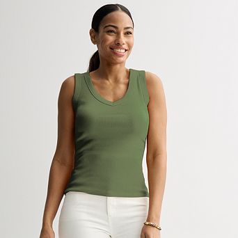 Petite Sonoma Goods For Life® Ribbed V-Neck Tank Top