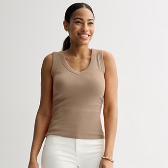 Petite Sonoma Goods For Life® Ribbed V-Neck Tank Top