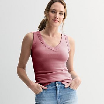 Petite Sonoma Goods For Life® Ribbed V-Neck Tank Top