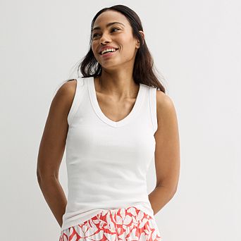 Petite Sonoma Goods For Life® Ribbed V-Neck Tank Top