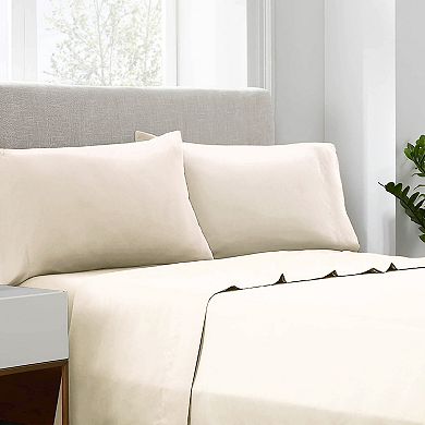 Linum Home Textiles 400 Thread Count Cotton Solid Sateen Sheet Set with Pillowcases