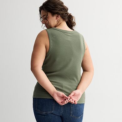 Plus Size Sonoma Goods For Life® Ribbed V-Neck Tank Top