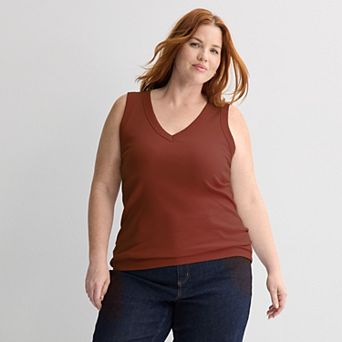 Plus Size Sonoma Goods For Life® Ribbed V-Neck Tank Top