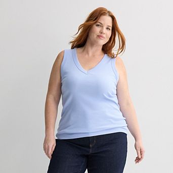 Plus Size Sonoma Goods For Life® Ribbed V-Neck Tank Top