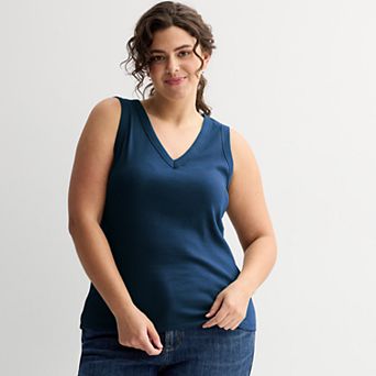 Plus Size Sonoma Goods For Life® Ribbed V-Neck Tank Top