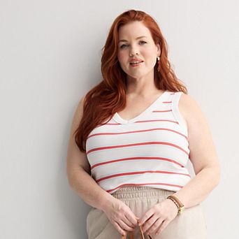 Plus Size Sonoma Goods For Life® Ribbed V-Neck Tank Top