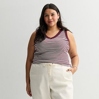 Plus Size Sonoma Goods For Life® Ribbed V-Neck Tank Top