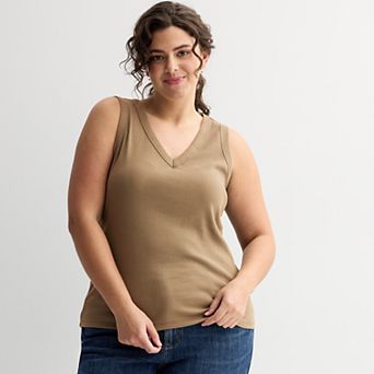 Plus Size Sonoma Goods For Life® Ribbed V-Neck Tank Top
