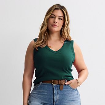 Plus Size Sonoma Goods For Life® Ribbed V-Neck Tank Top