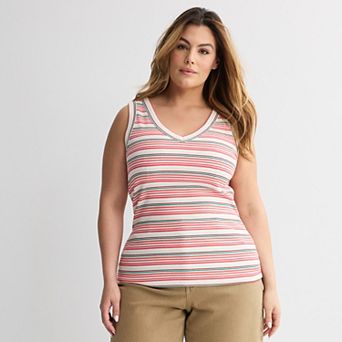 Plus Size Sonoma Goods For Life® Ribbed V-Neck Tank Top