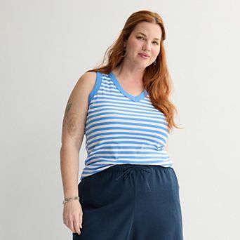 Plus Size Sonoma Goods For Life® Ribbed V-Neck Tank Top