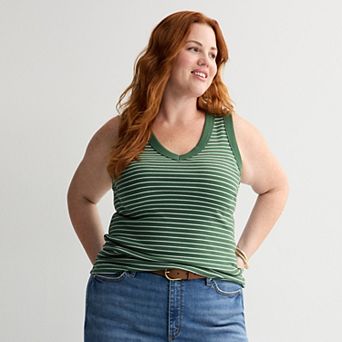 Plus Size Sonoma Goods For Life® Ribbed V-Neck Tank Top