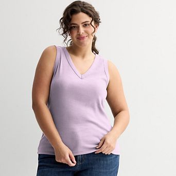 Plus Size Sonoma Goods For Life® Ribbed V-Neck Tank Top