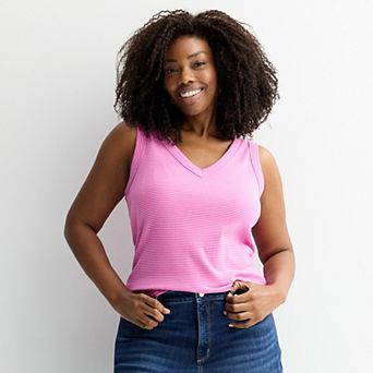 Plus Size Sonoma Goods For Life® Ribbed V-Neck Tank Top