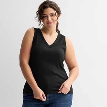 Plus Size Sonoma Goods For Life® Ribbed V-Neck Tank Top